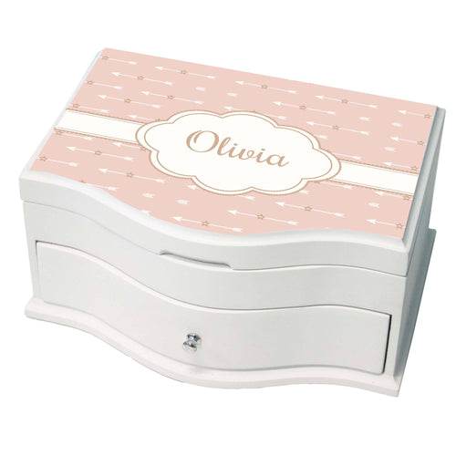 Personalized Blush Arrows Princess Jewelry Box