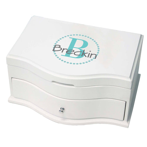 Personalized Teal monogram Design Princess Jewelry Box