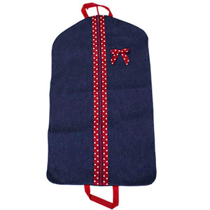 Embroidered Red Denim Garment Bag