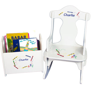 Personalized Crayon Book Caddy And Puzzle Rocker baby gift set