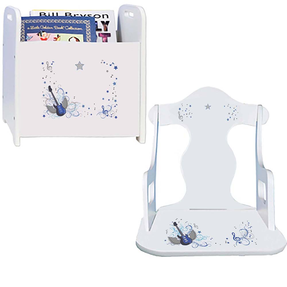Personalized Blue Rock Star Book Caddy And Puzzle Rocker baby gift set