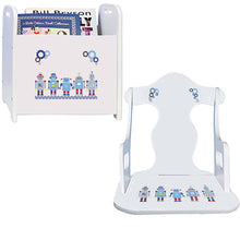 Personalized Robot Book Caddy And Puzzle Rocker baby gift set