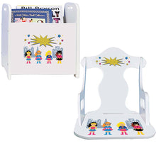 Personalized Girls Superhero Book Caddy And Puzzle Rocker baby gift set