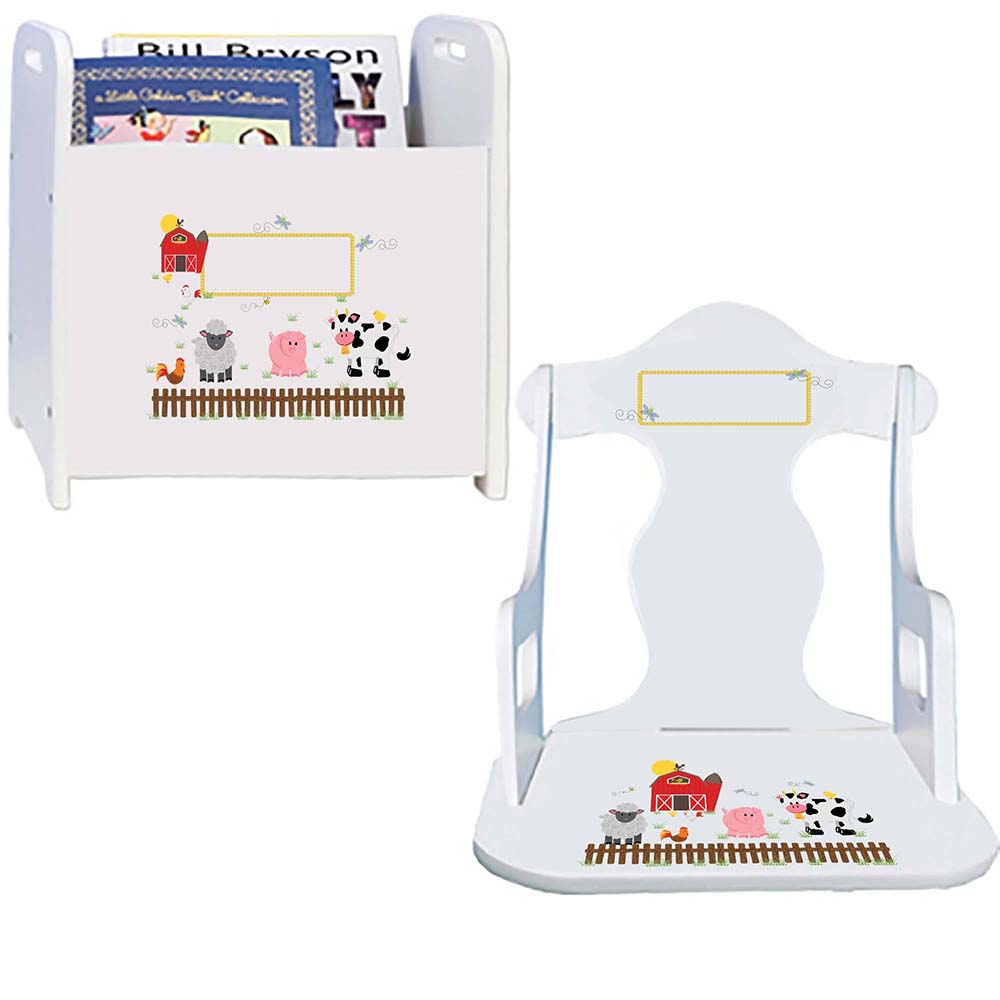 Personalized Barnyard Friends Book Caddy And Puzzle Rocker baby gift set