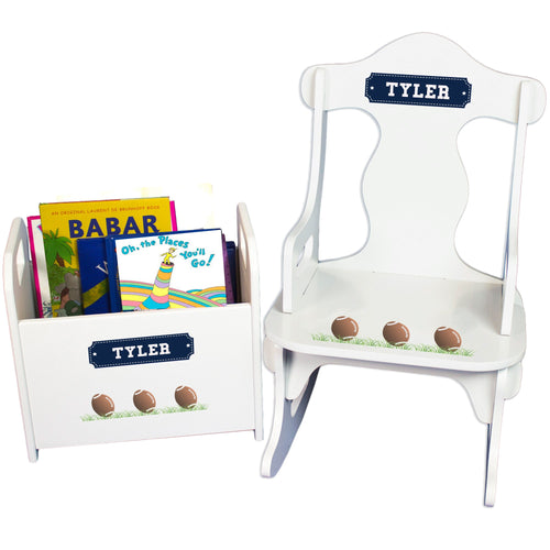 Personalized Footballs Rock And Read baby gift set