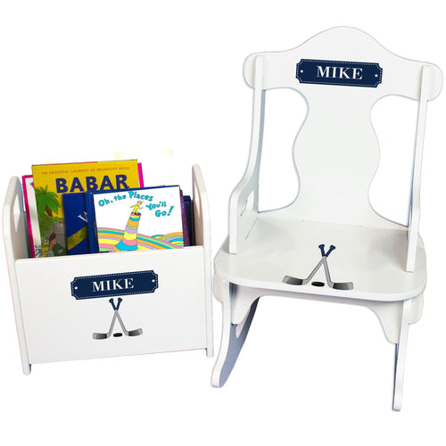 Personalized ice Hockey Rock And Read baby gift set