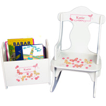 Personalized Puzzle Rocker And Book Caddy baby gift set With Yellow Butterflies Design