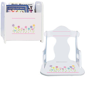 Personalized Stemmed Flowers Book Caddy And Puzzle Rocker baby gift set