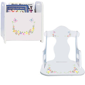 Personalized Pastel Butterfly Garland Book Caddy And Puzzle Rocker baby gift set