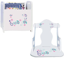 Personalized Paisley Teal And Pink Book Caddy And Puzzle Rocker baby gift set