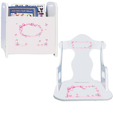 Personalized Girls Pink Bow Book Caddy And Puzzle Rocker baby gift set