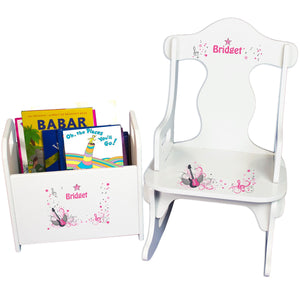 Personalized Pink Rock Star Book Caddy And Puzzle Rocker baby gift set