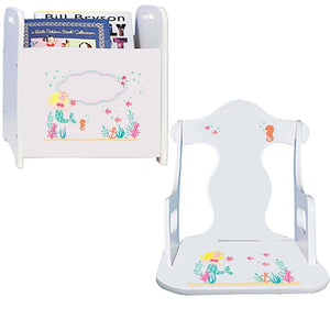 Personalized Blonde Mermaid Princess Book Caddy And Puzzle Rocker baby gift set
