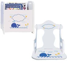 Personalized Blue Whale Book Caddy And Puzzle Rocker baby gift set