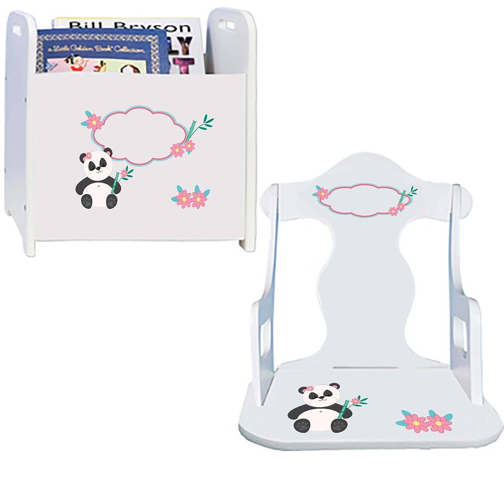 Personalized Panda Bear Book Caddy And Puzzle Rocker baby gift set
