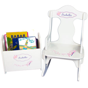 Personalized Fairy Princess Book Caddy And Puzzle Rocker baby gift set