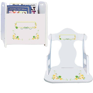 Personalized Puzzle Rocker And Book Caddy baby gift set With Shamrock Design