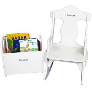 personalized rocking chair book holder gift set
