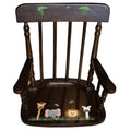 Personalized Safari Animals Espresso Spindle rocking chair