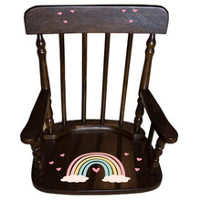 Personalized Boho Rainbow Espresso Spindle rocking chair