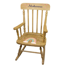 Personalized Boho Rainbow Natural Spindle rocking chair