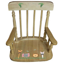 Personalized Safari Animals Natural Spindle rocking chair