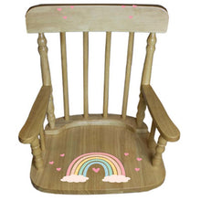 Personalized Boho Rainbow Natural Spindle rocking chair