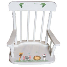 Personalized Safari Animals White Spindle rocking chair