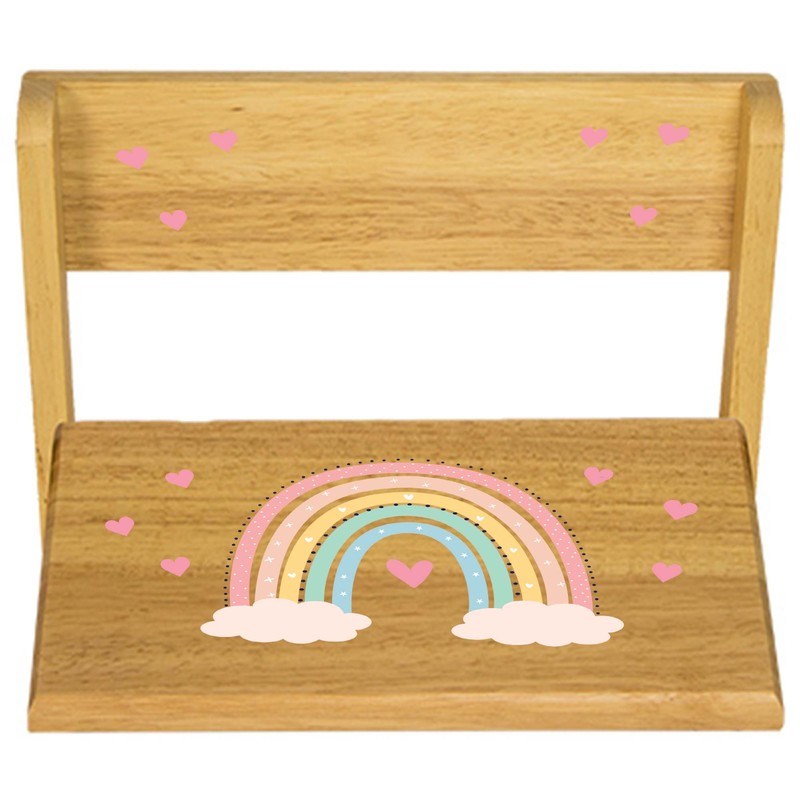 Personalized Boho Rainbow Natural Flip Stool