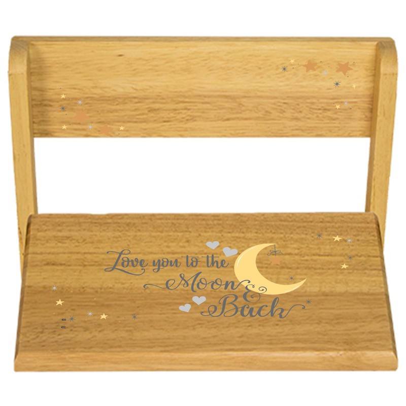 Personalized Moon and Back Natural Flip Stool