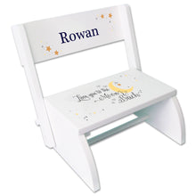 Personalized Moon and Back White Flip Stool