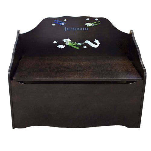 Personalized Airplane Espresso Toy Chest