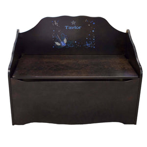 Personalized Blue Rock Star Espresso Toy Chest