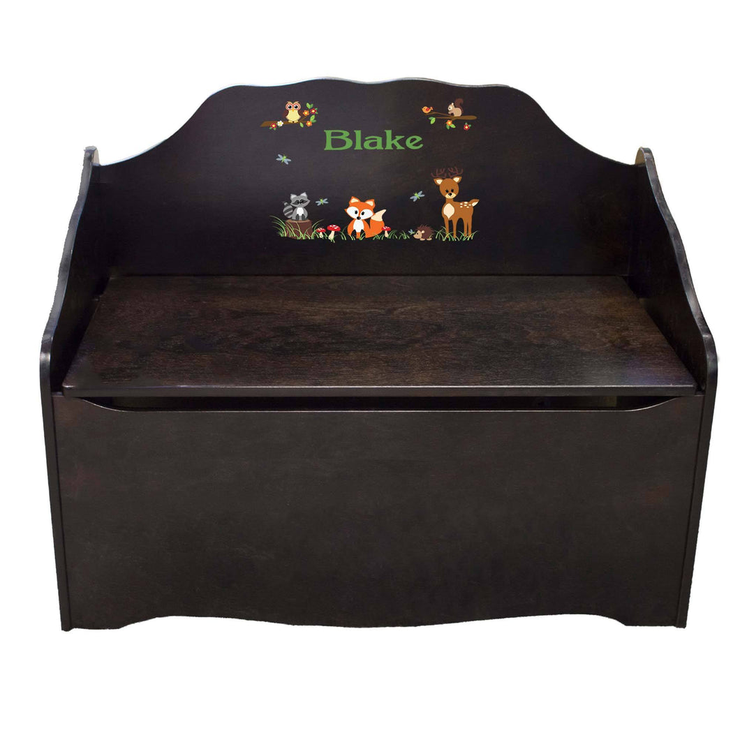 Personalized Green Forest Animal Espresso Toy Chest