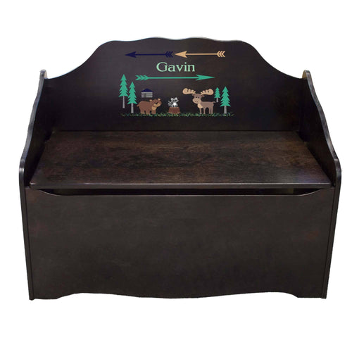 Personalized North Woodland Critters Espresso Toy Chest