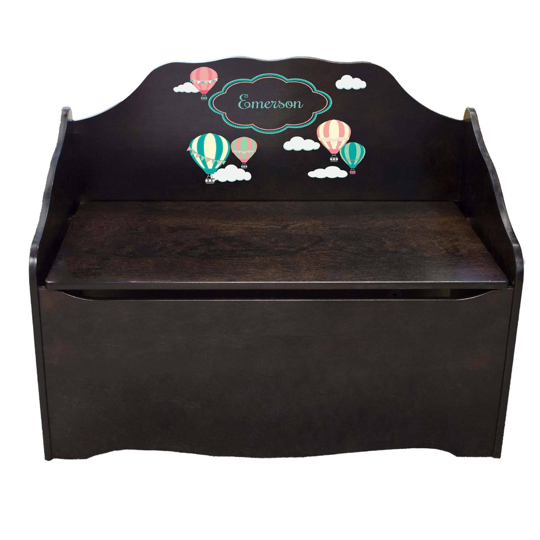 Personalized Hot Air Balloon Espresso Toy Chest