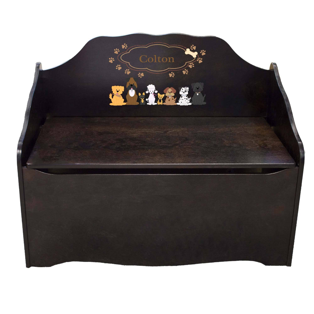 Personalized Brown Dogs Espresso Toy Chest