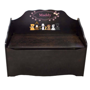 Personalized Pink Dog Espresso Toy Chest