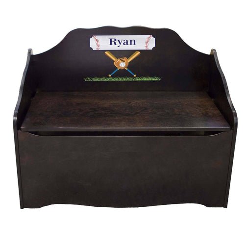 Personalized Baseball Espresso Toy Chest