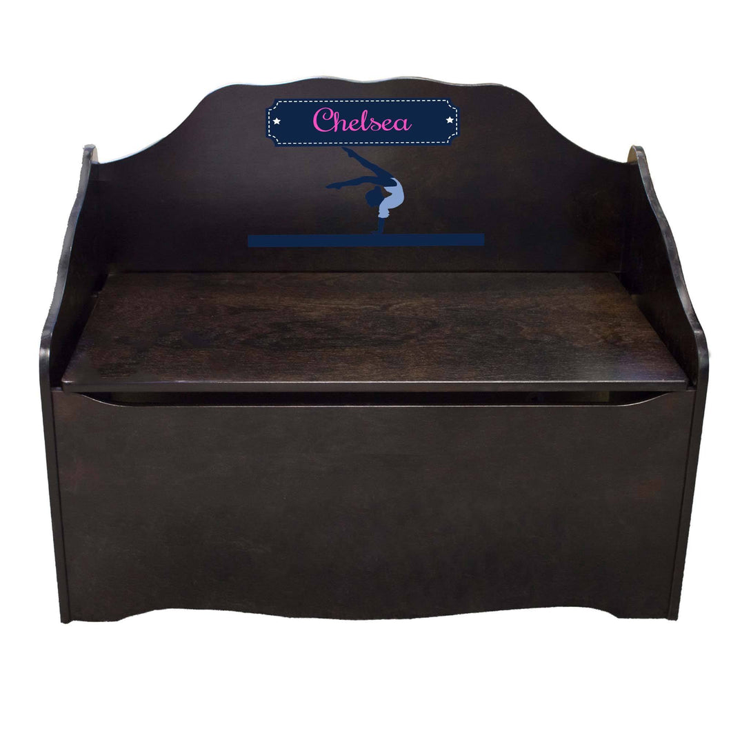 Personalized Gymnast Espresso Toy Chest