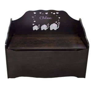 Personalized Lavender Elephant Espresso Toy Chest