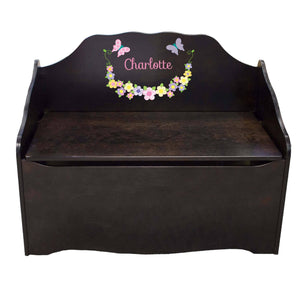 Personalized Pastel Butterflies Espresso Toy Chest
