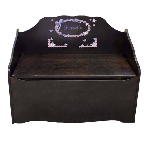 Personalized Lacey Bow Espresso Toy Chest