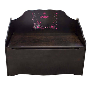 Personalized Pink Rock Star Espresso Toy Chest