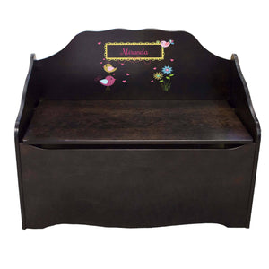 Personalized Lovely Birds Espresso Toy Chest