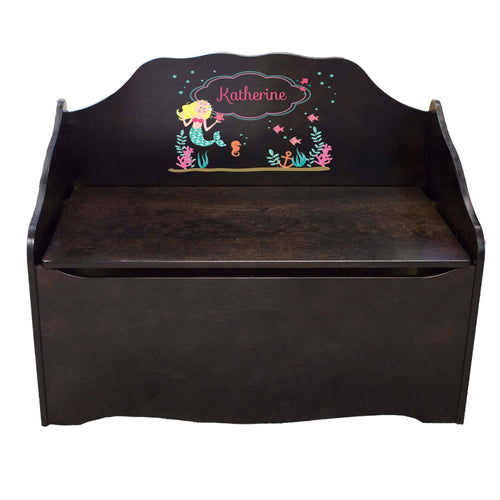 Personalized Blonde Mermaid Princess Espresso Toy Chest