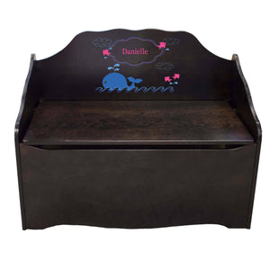 Personalized Pink Whale Espresso Toy Chest