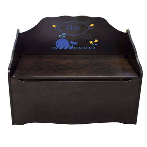 Personalized Blue Whale Espresso Toy Chest