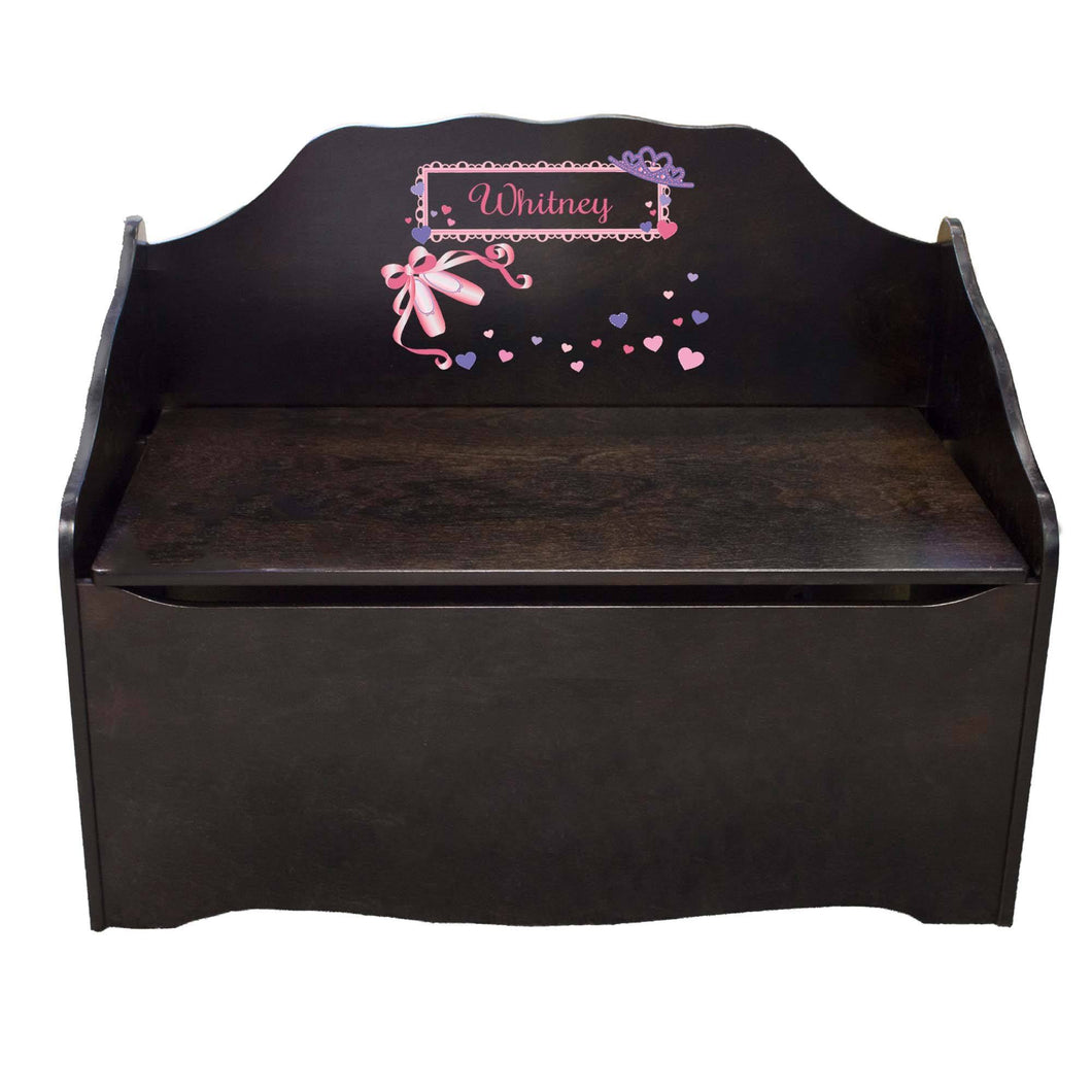 Personalized Ballet Princess Espresso Toy Chest