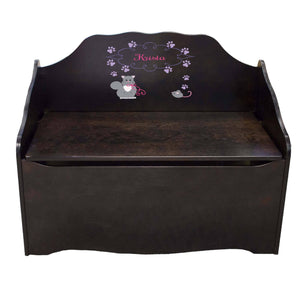 Personalized Kitty Cat Espresso Toy Chest